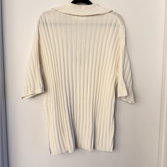 H&M Cream Ribbed Collared Knit Top - Picture 2 of 8